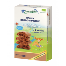 Tirpūs kakaviniai sausainiai kūdikiams nuo 9 mėn. (FLEUR ALPINE), (ekologiški) (150 g)